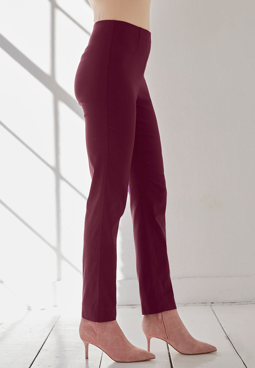 Chloe Fleece Lined Trouser  - Bordeaux Side View