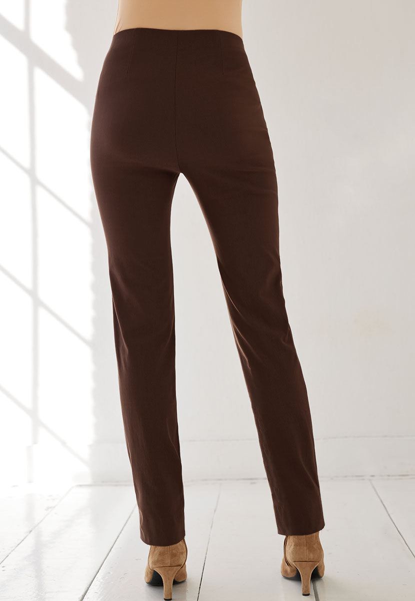 Chloe Fleece Lined Trouser - Chocolate Back View