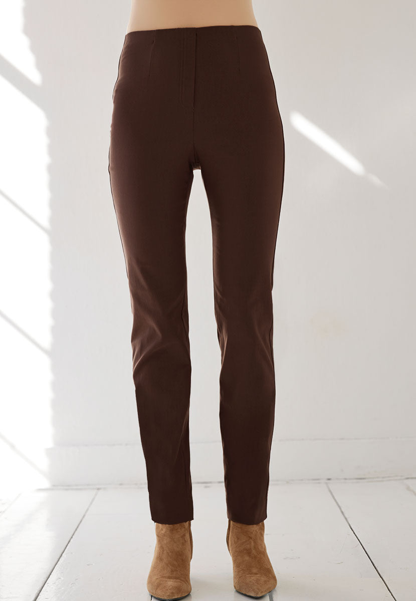 Chloe Fleece Lined Trouser - Chocolate Front Alt View