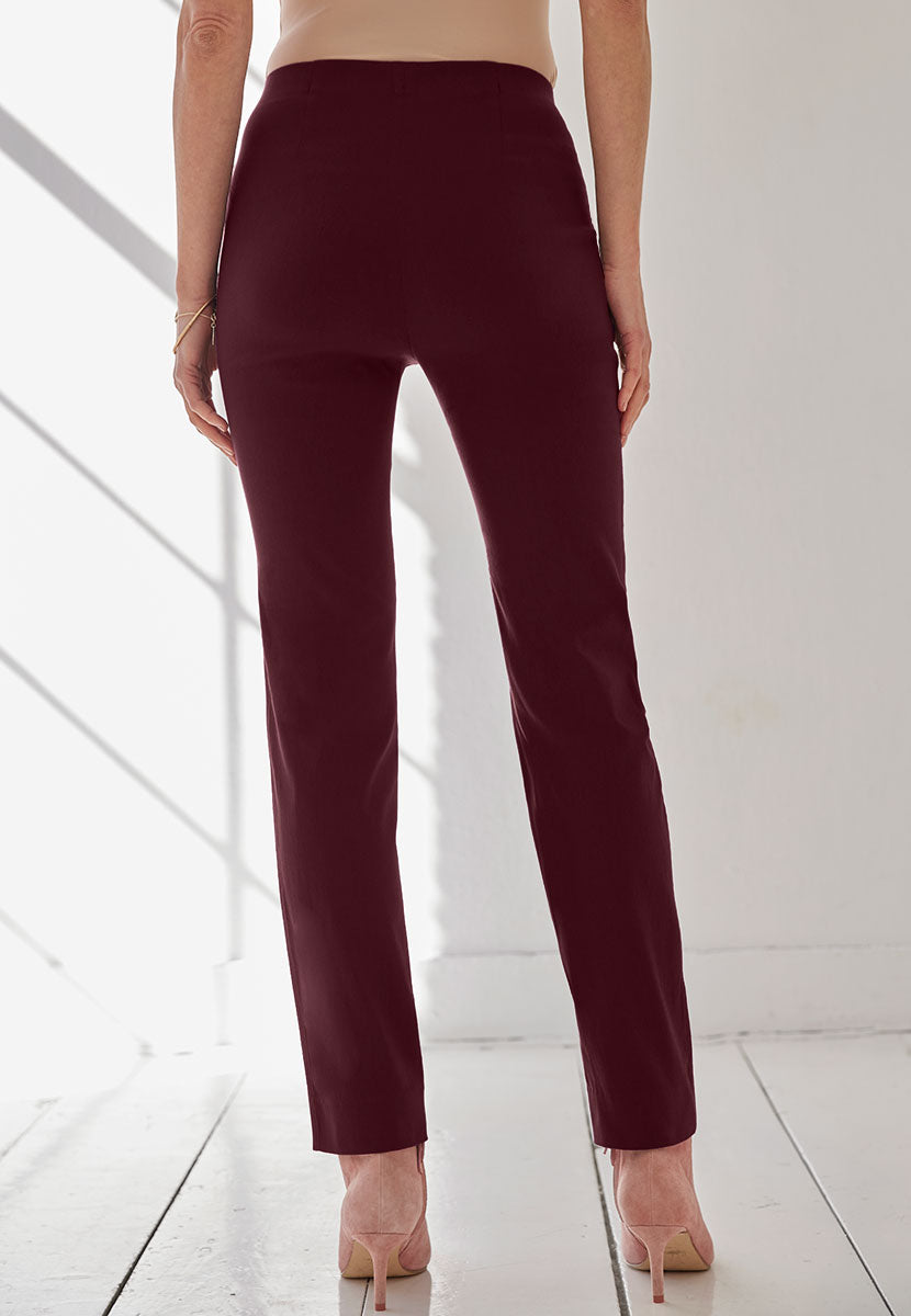 Chloe Fleece Lined Trouser - Dark Berry Back View