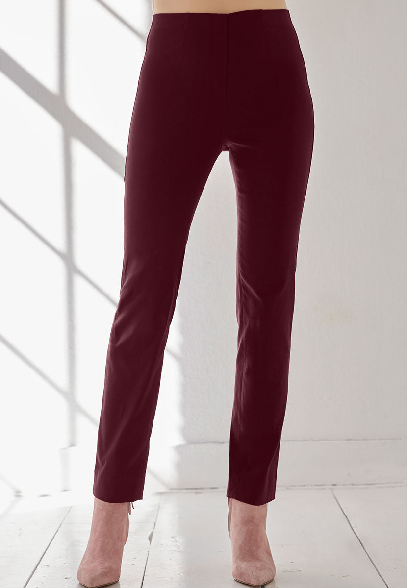 Chloe Fleece Lined Trouser - Dark Berry Front Alt View