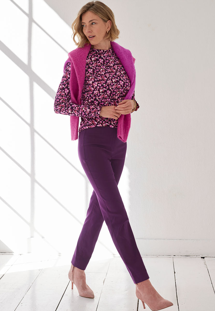 Chloe Easy Fit Slim Leg Trouser - Deep Purple