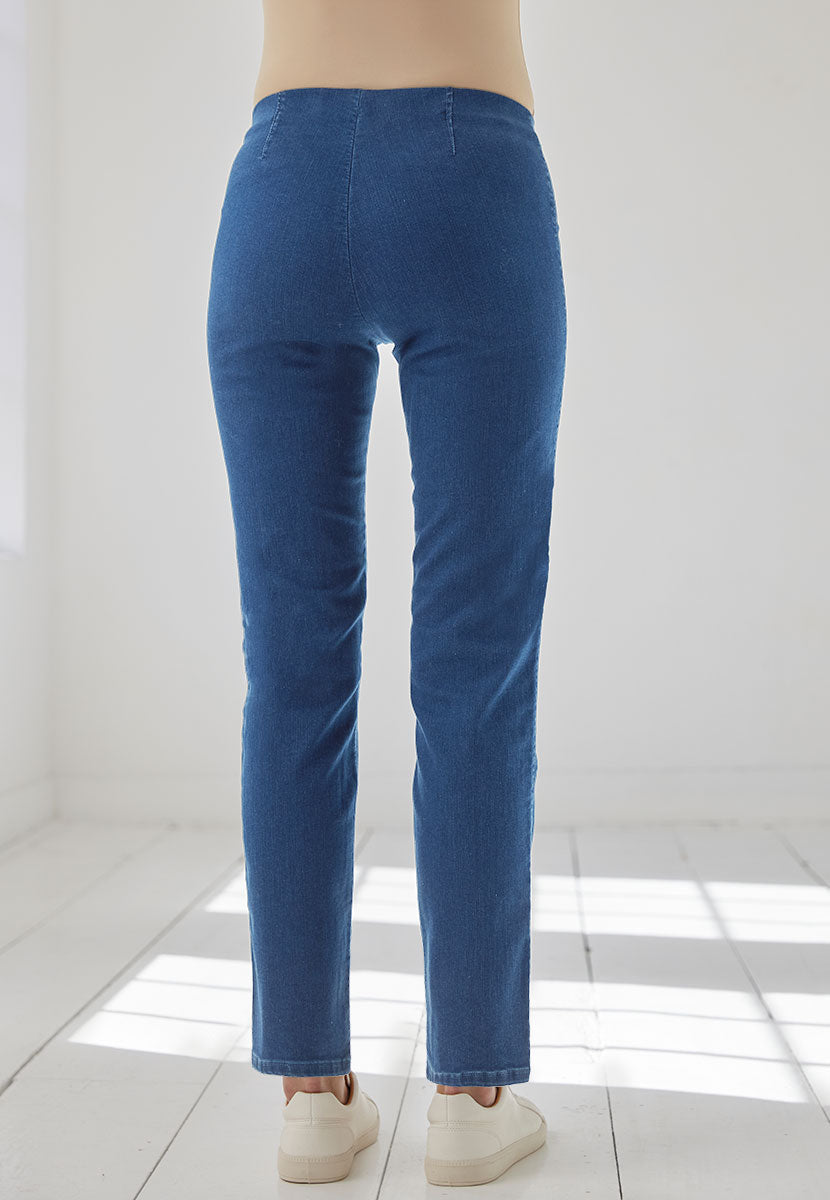 Chloe Easy Fit Slim Leg Trouser - Denim Back View