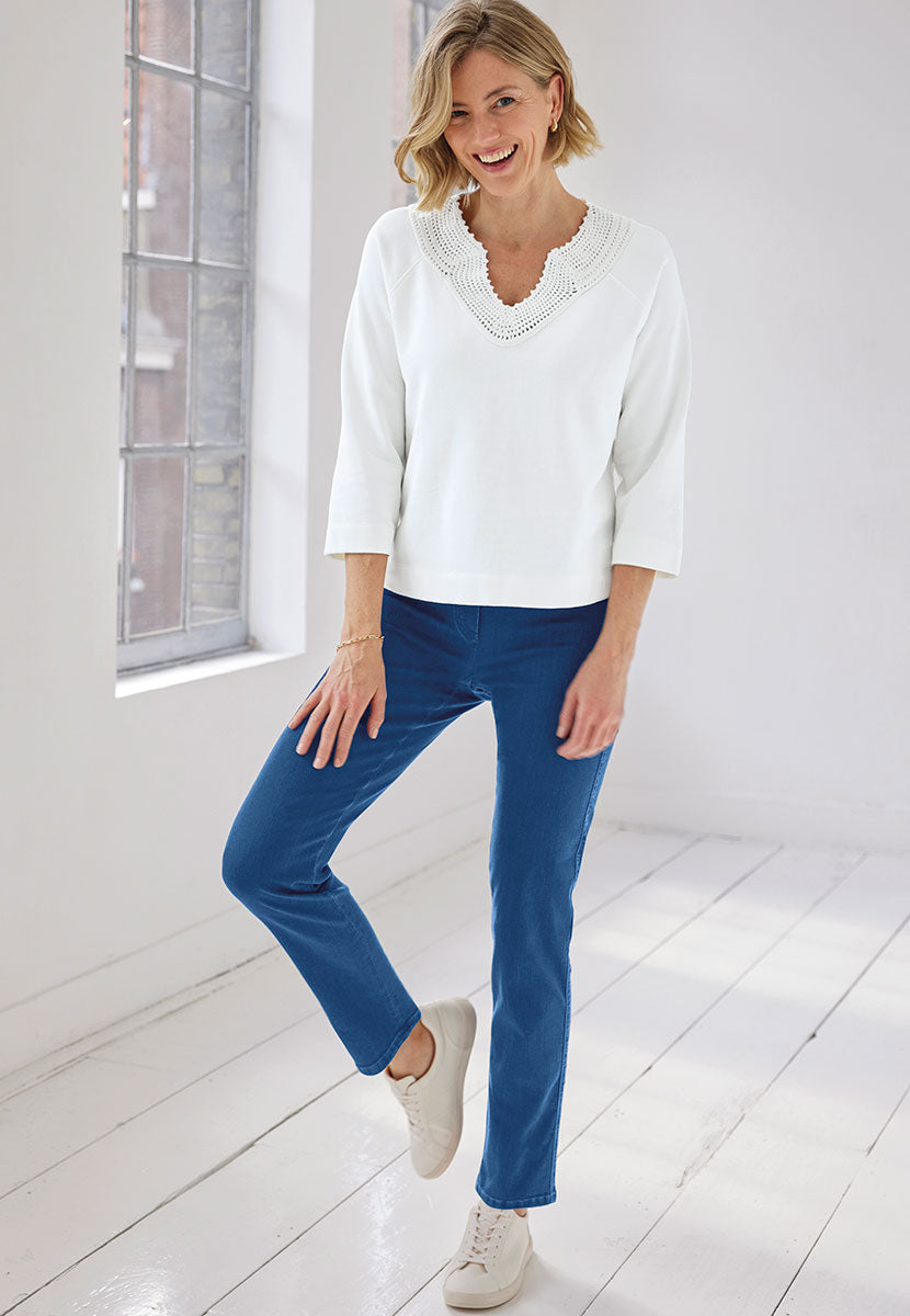 Chloe Easy Fit Slim Leg Trouser - Denim