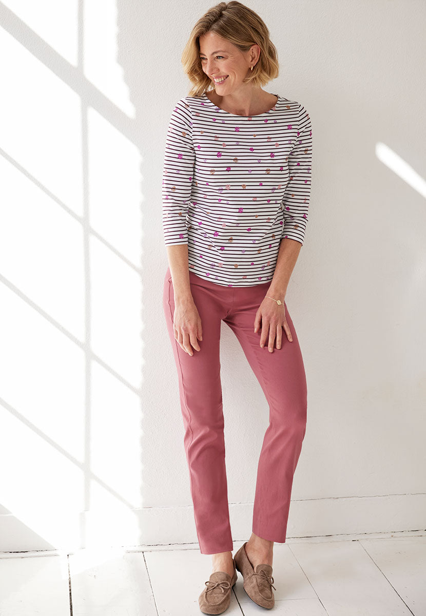 Chloe Easy Fit Slim Leg Trouser - Dusky Rose