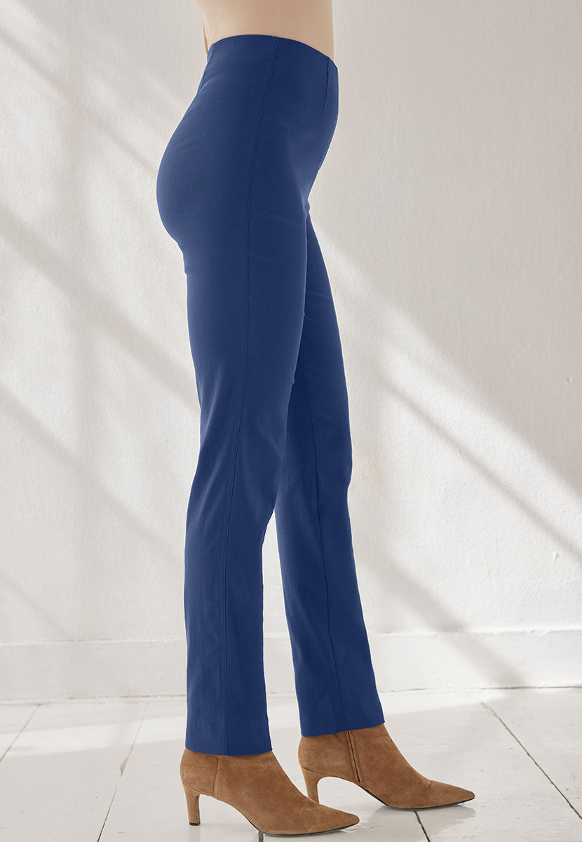Chloe Fleece Lined Trouser - Petrol Blue Side View