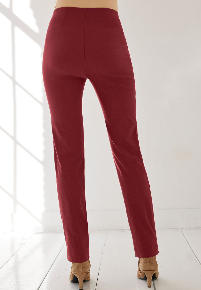 Chloe Fleece Lined Trouser - Rich Merlot Back View