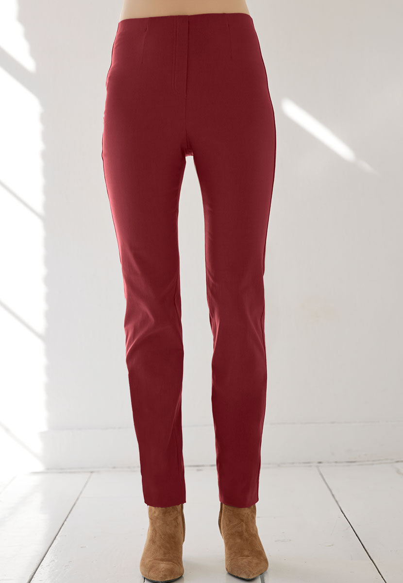 Chloe Fleece Lined Trouser - Rich Merlot Front Alt View