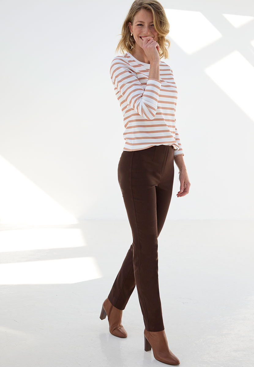 Chloe Easy Fit Slim Leg Trouser - Chocolate