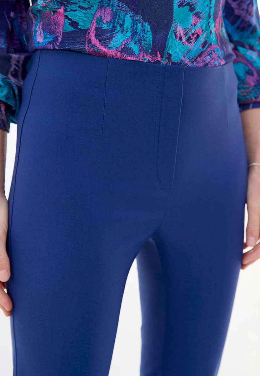 Chloe Easy Fit Slim Leg Trouser 29 Inch Leg - Midnight Dark Blue Best Seller Easy Fit Hidden Stretch Waistband and Flexible Fabric Smooth Pocket Free Finish Detail View