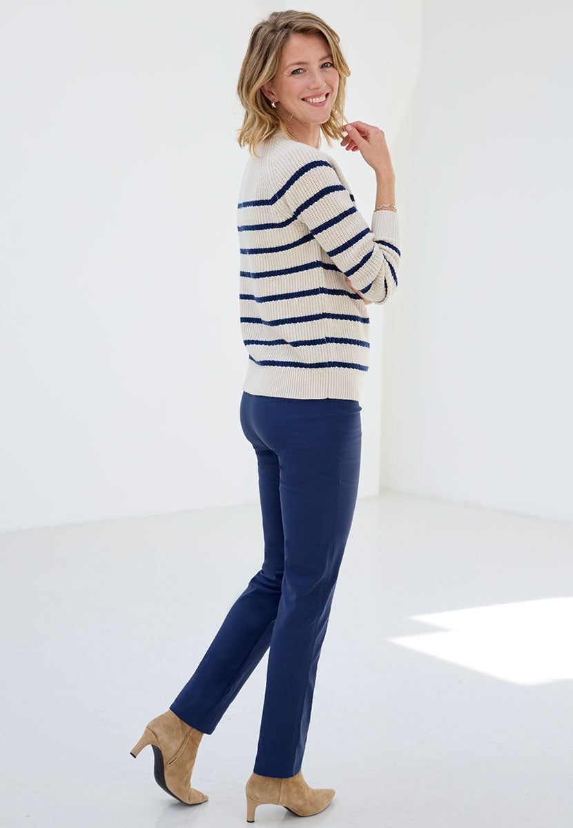 Chloe Easy Fit Slim Leg Trouser - Navy