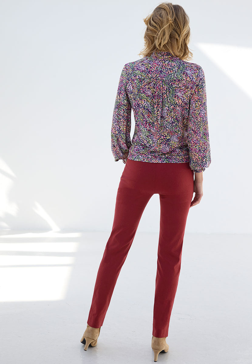 Chloe Easy Fit Slim Leg Trouser - Rich Cranberry