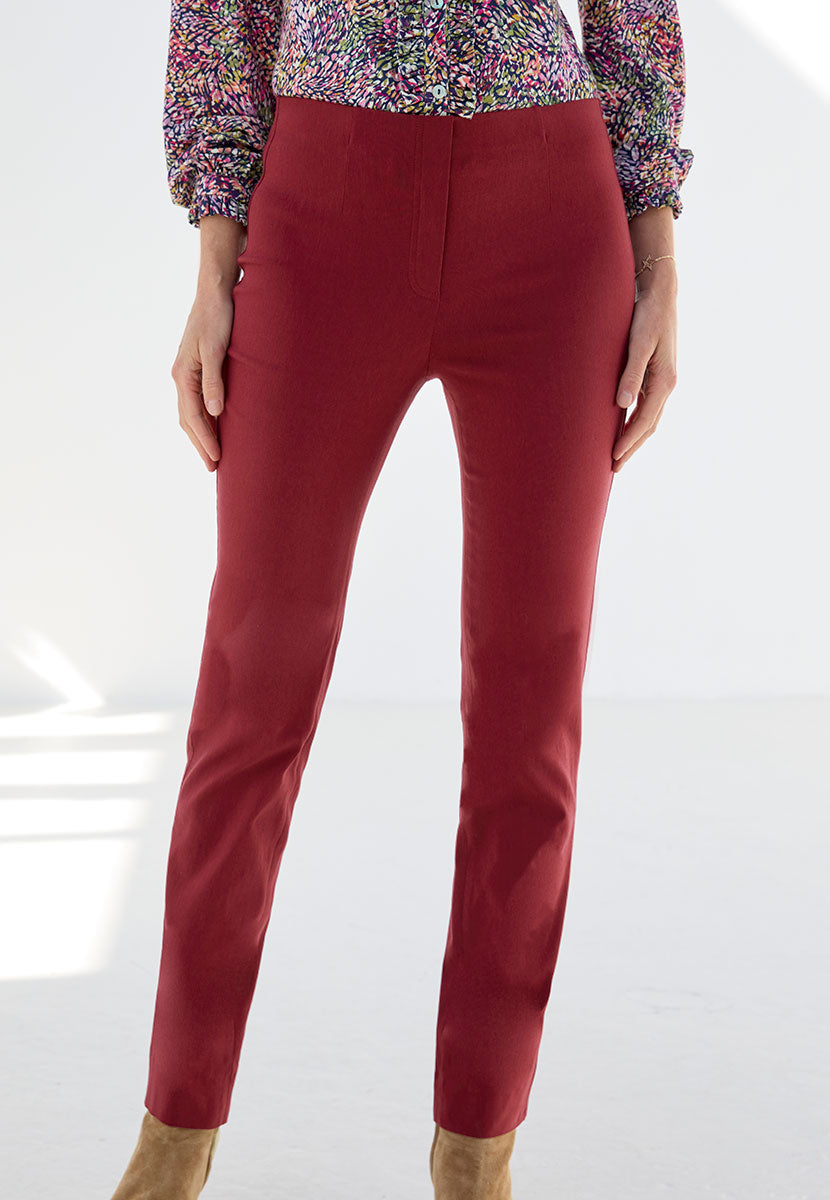 Chloe Easy Fit Slim Leg Trouser - Rich Cranberry