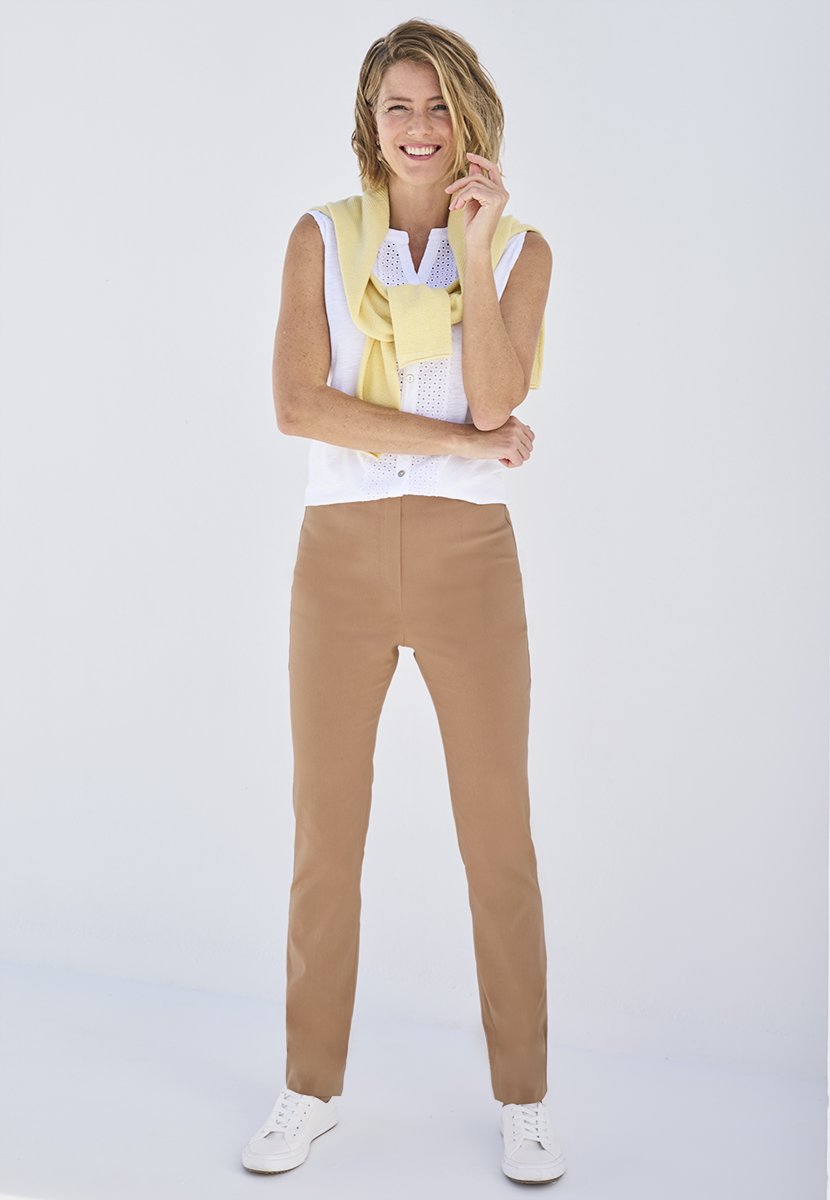 Chloe Easy Fit Slim Leg Trouser - Soft Tan