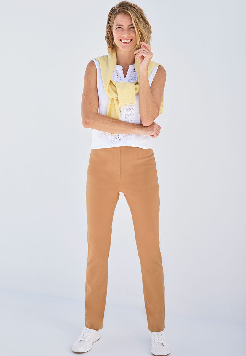 Chloe Easy Fit Slim Leg Trouser - Soft Tan