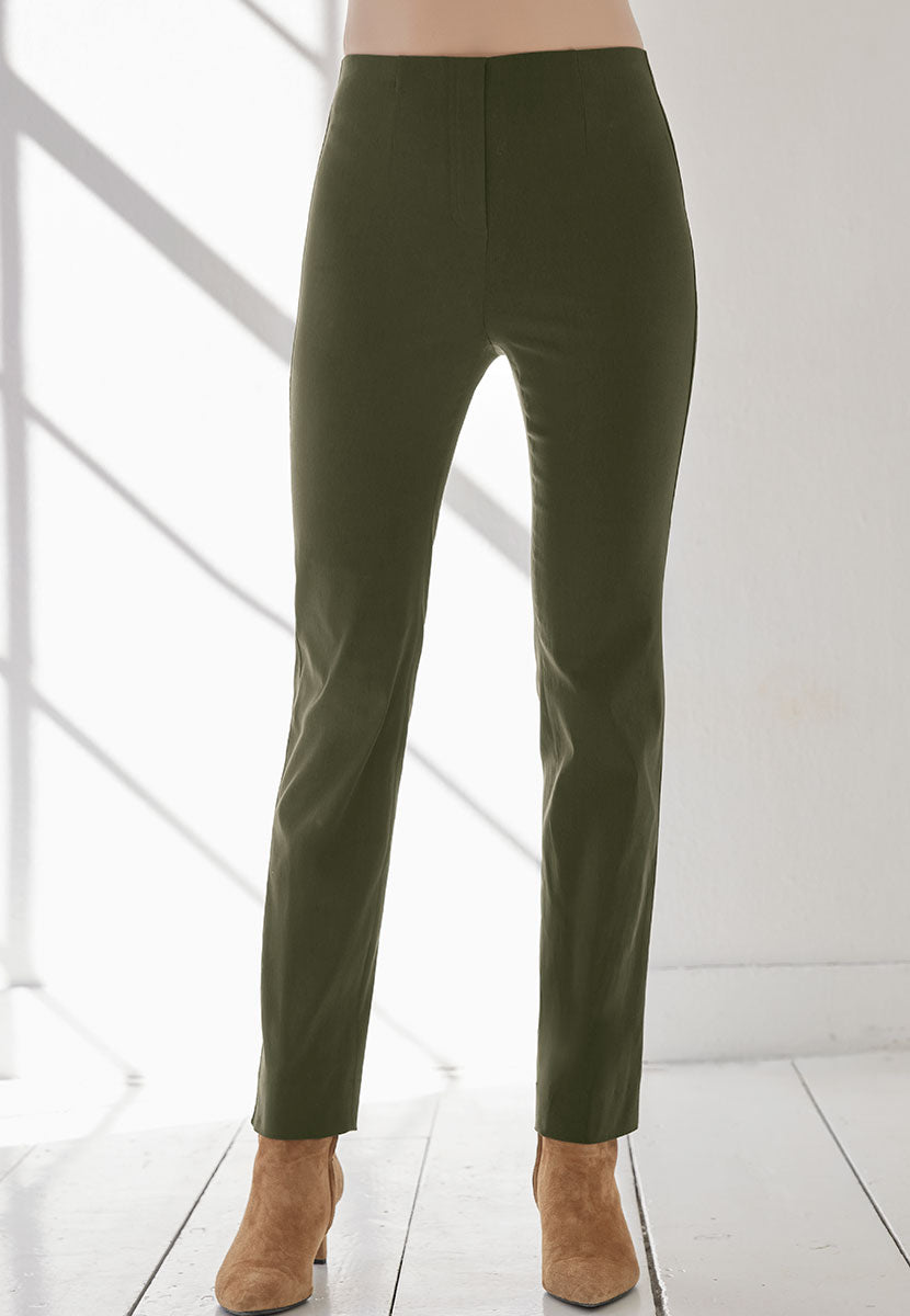 Chloe Easy Fit Slim Leg Trouser - Winter Khaki Front Alt View