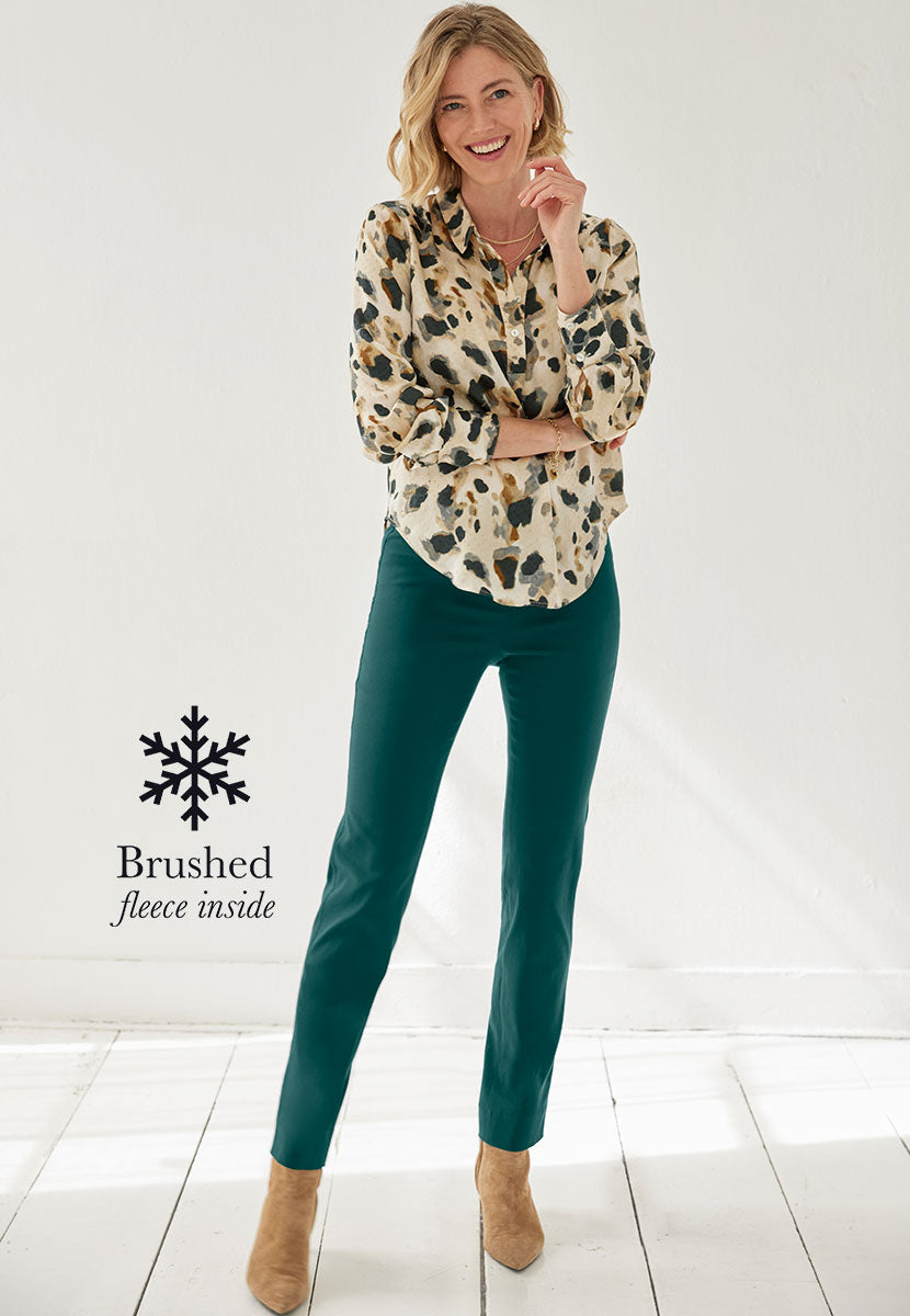 Chloe Fleece Lined Trouser  - Winter Teal