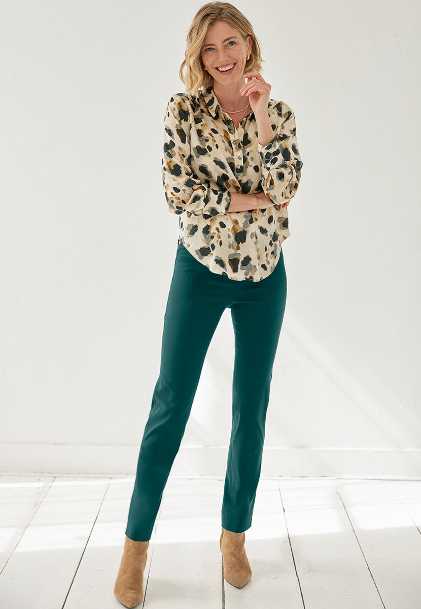 Chloe Easy Fit Slim Leg Trouser - Winter Teal