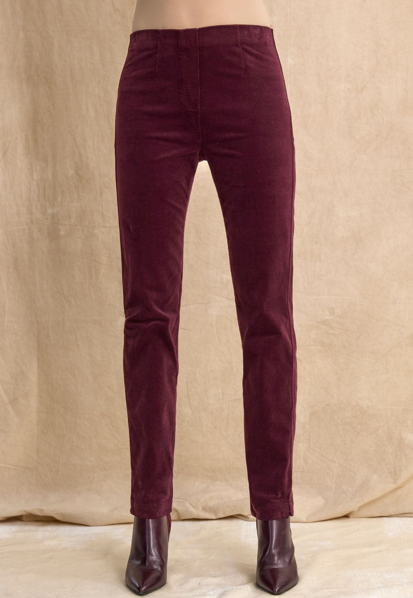 Claire Cord Trouser - Bordeaux Front Alt View