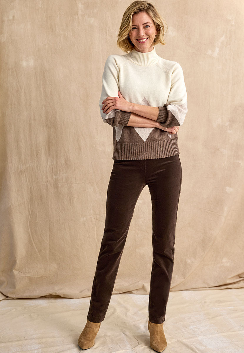 Claire Cord Trouser - Chocolate Front View