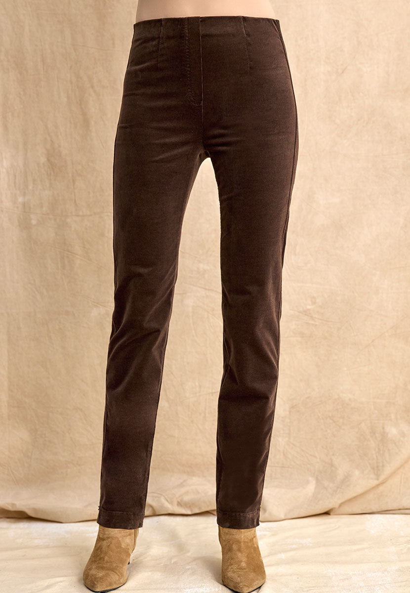 Claire Cord Trouser - Chocolate Front Alt View