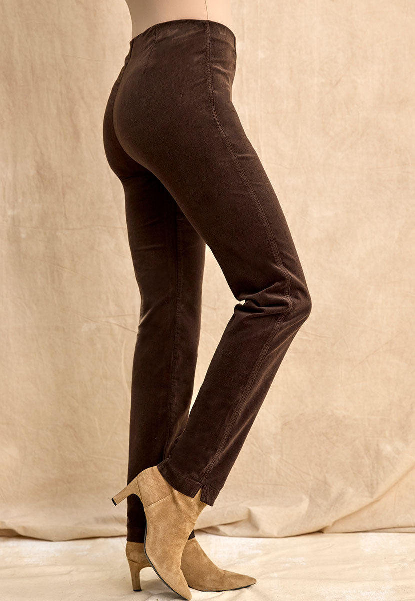 Claire Cord Trouser - Chocolate Side View