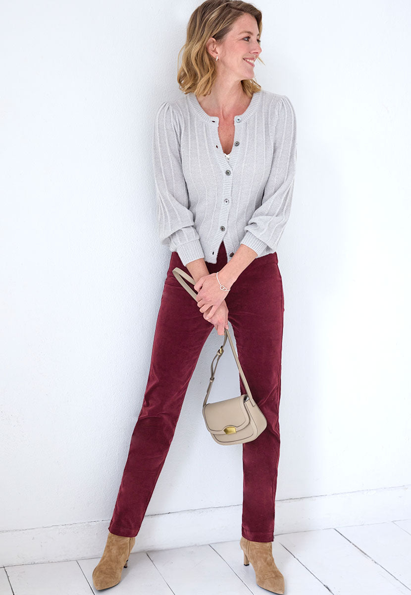 Claire Cord Trouser - Deep Berry