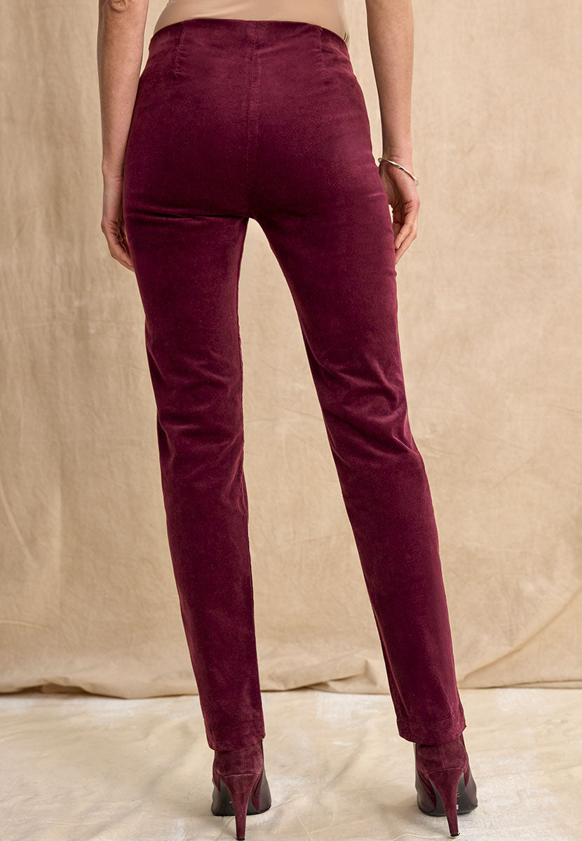 Claire Cord Trouser - Deep Berry Back View