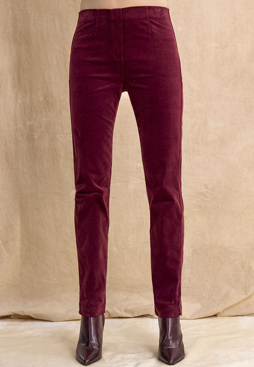 Claire Cord Trouser - Deep Berry Front Alt View