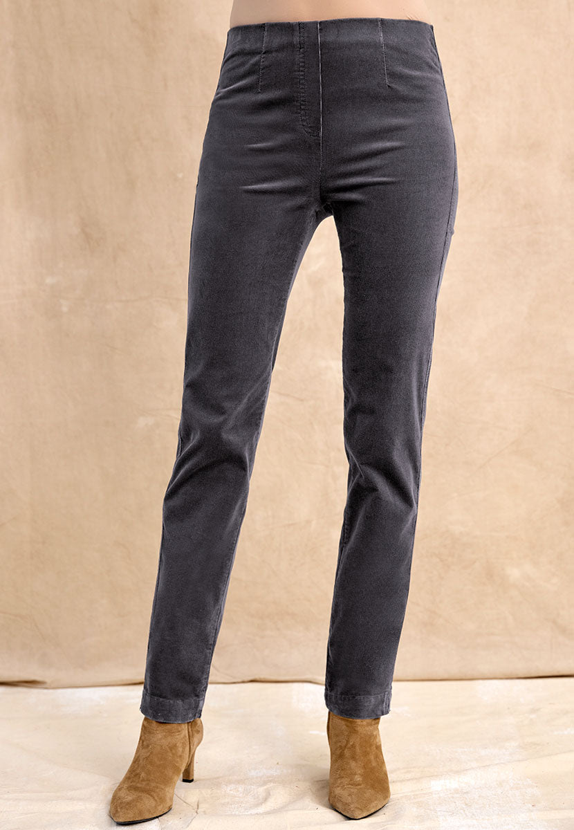 Claire Cord Trouser - Graphite Front Alt View