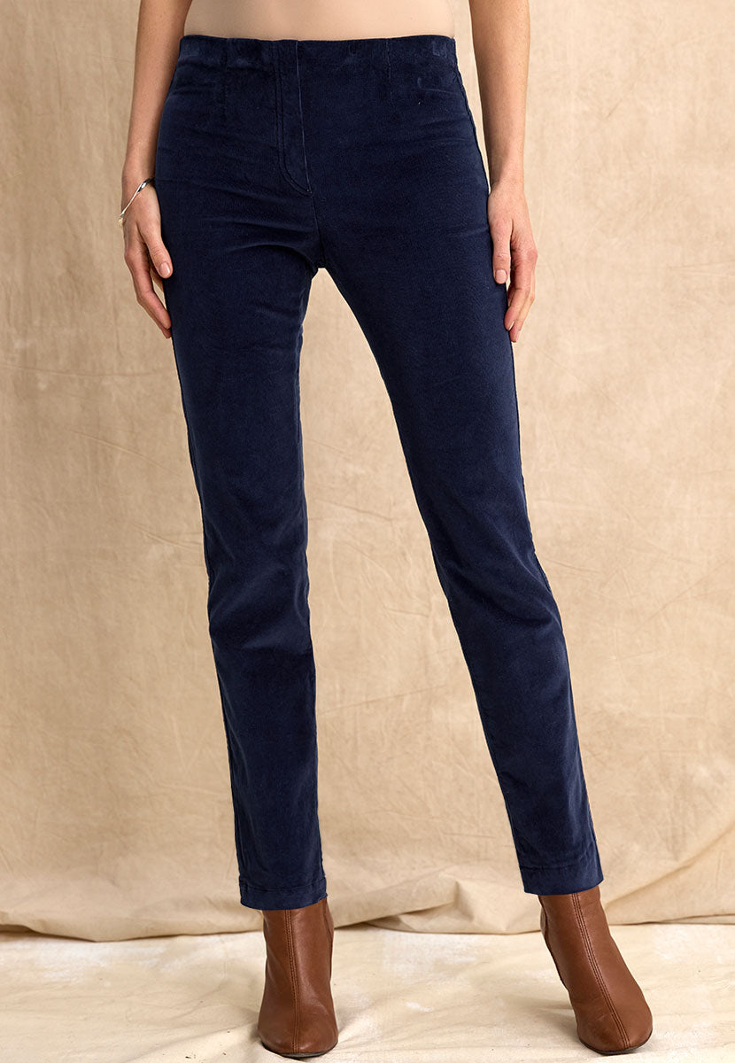 Claire Cord Trouser - Navy Front Alt View