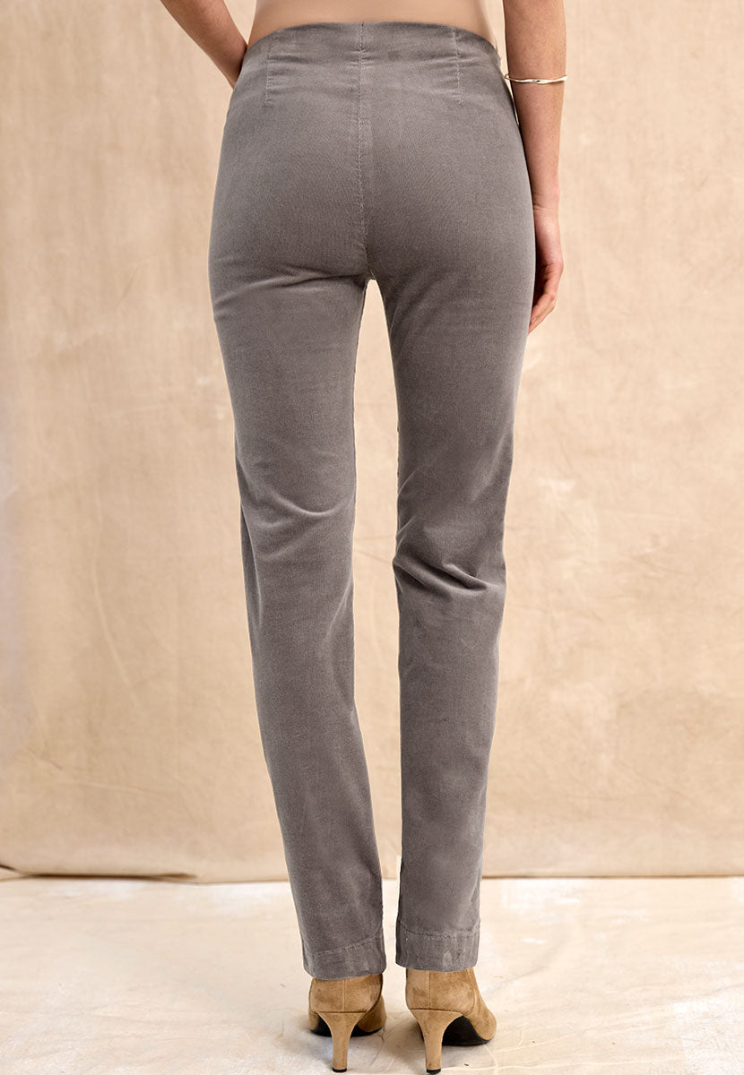 Claire Cord Trouser - Oyster Grey Back View