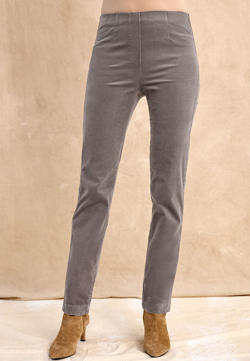 Claire Cord Trouser - Oyster Grey Front Alt View