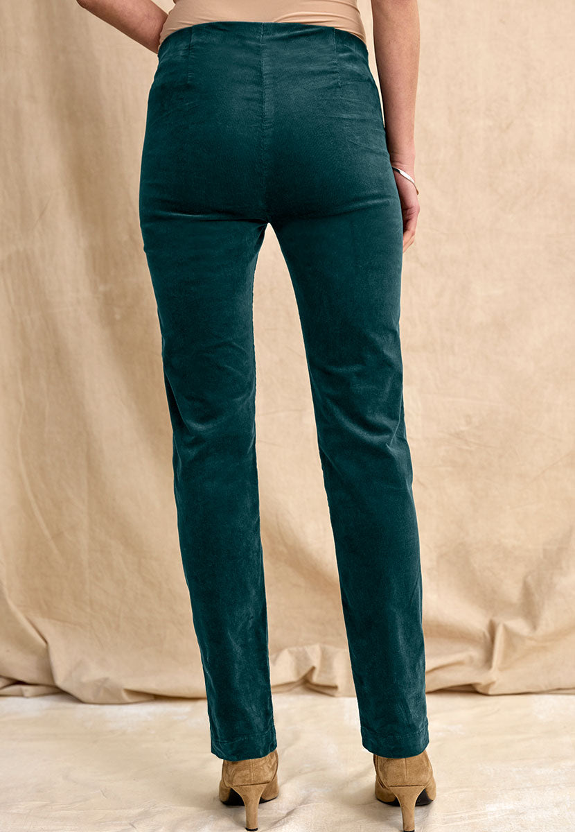 Claire Cord Trouser - Teal Back View