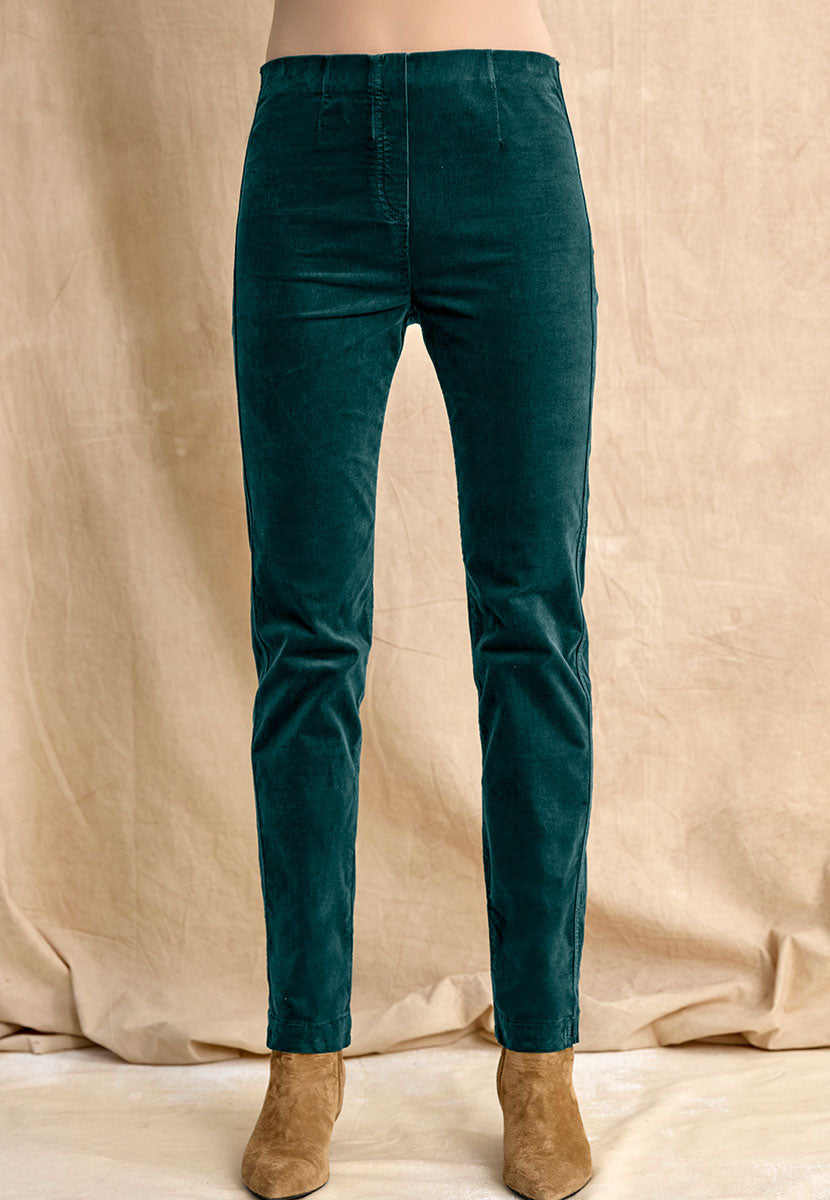 Claire Cord Trouser - Teal Front Alt View