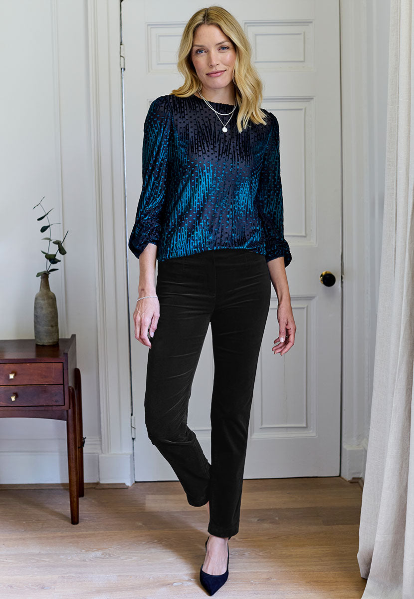 Claire Velvet Trouser - Black