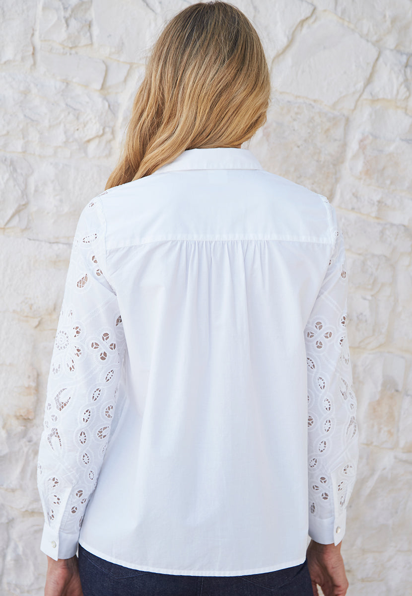 Clarissa Pure Cotton Collared Shirt - White