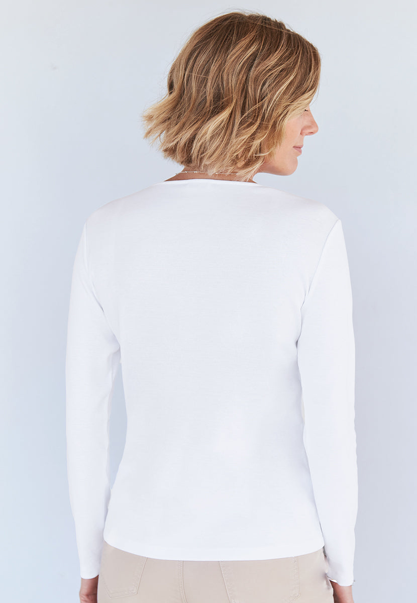Cleo Pure Cotton V-Neck Top - White