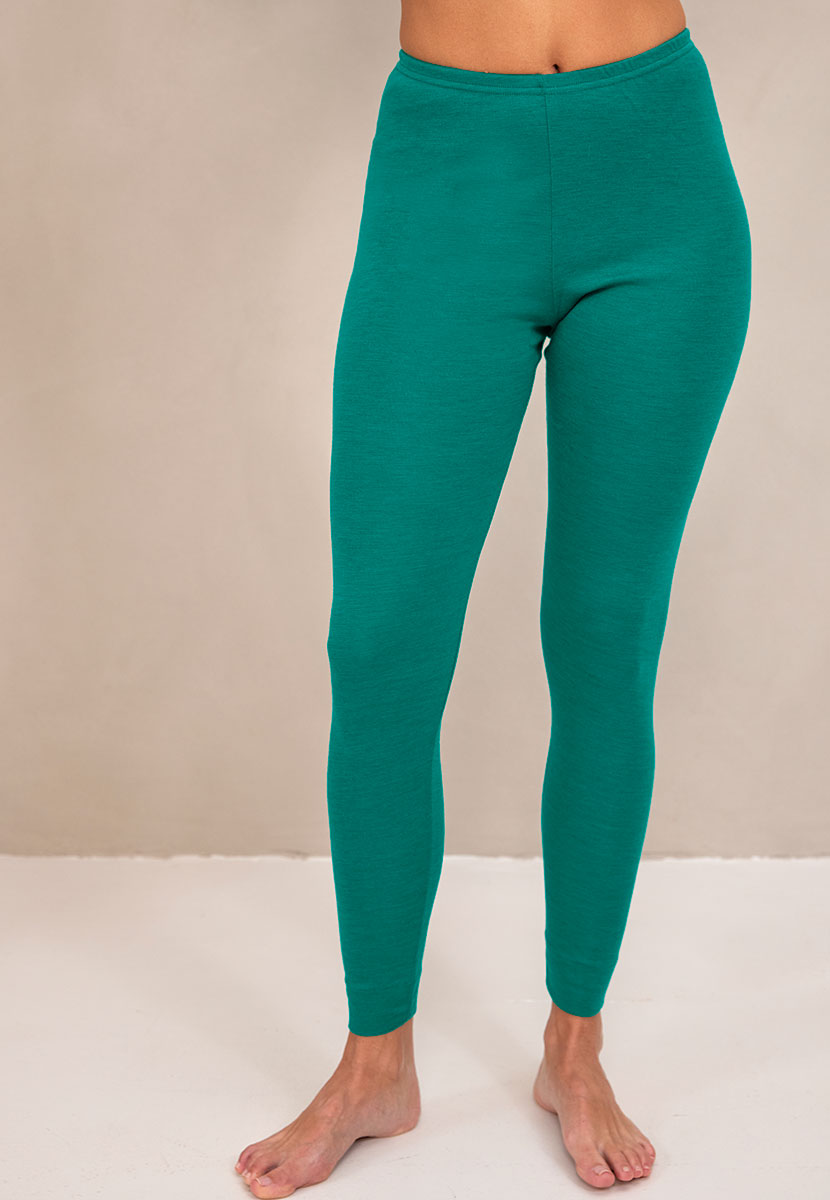 Cotton Lined Long Johns - Sea Green Front View