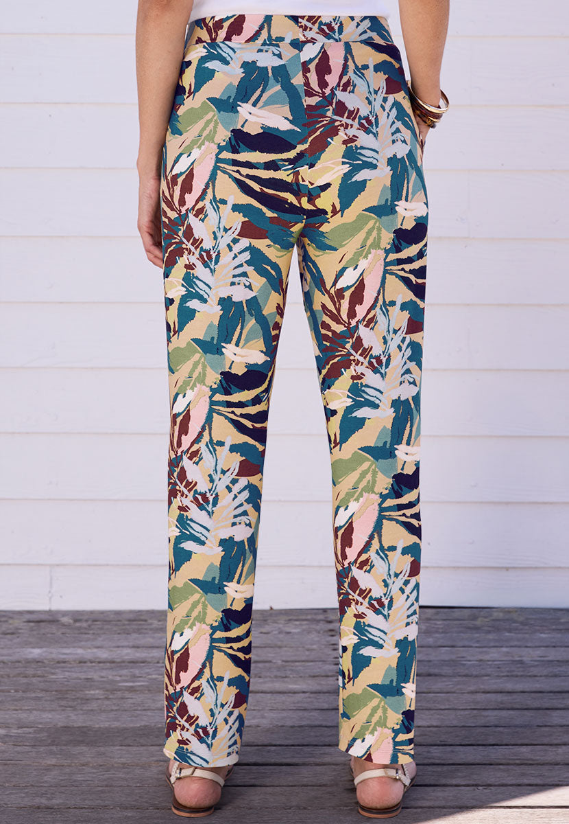 Dina Straight Leg Pull on Trouser - Madalena Print