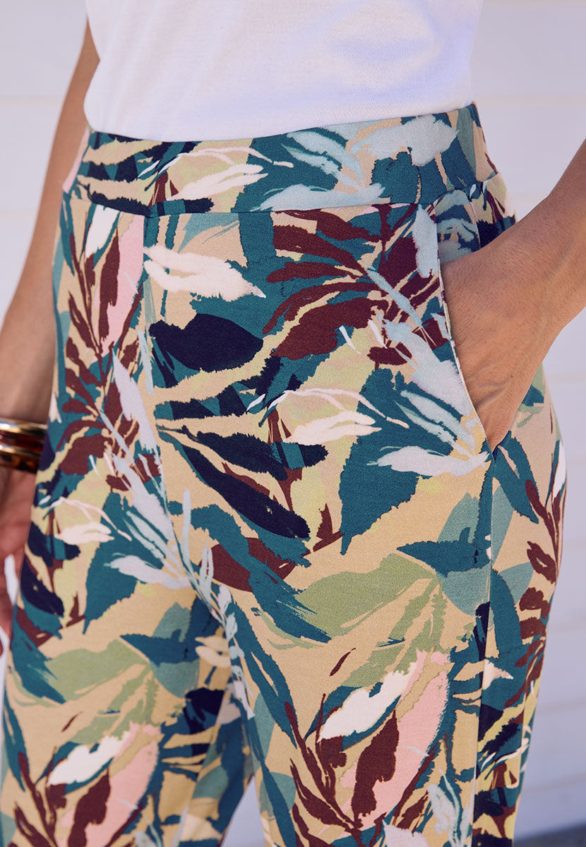 Dina Straight Leg Pull on Trouser - Madalena Print