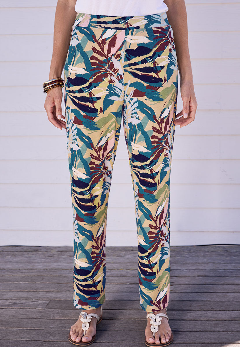Dina Straight Leg Pull on Trouser - Madalena Print