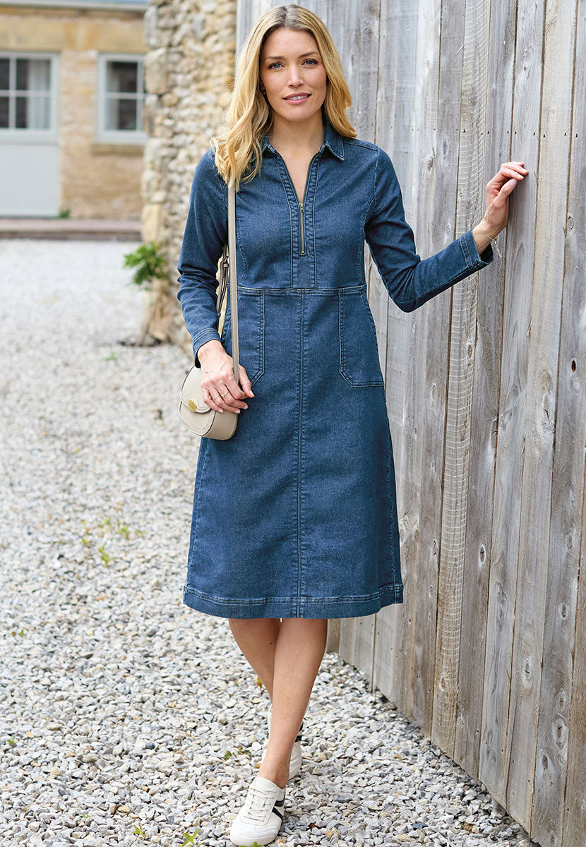 Dolly Long Sleeve Denim Dress - Dark Denim