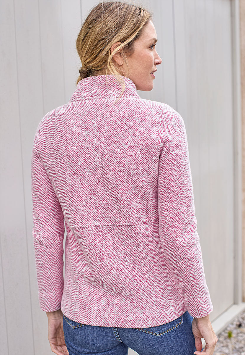 Elaria Zip Through Sweatshirt - Rich Cerise Back View