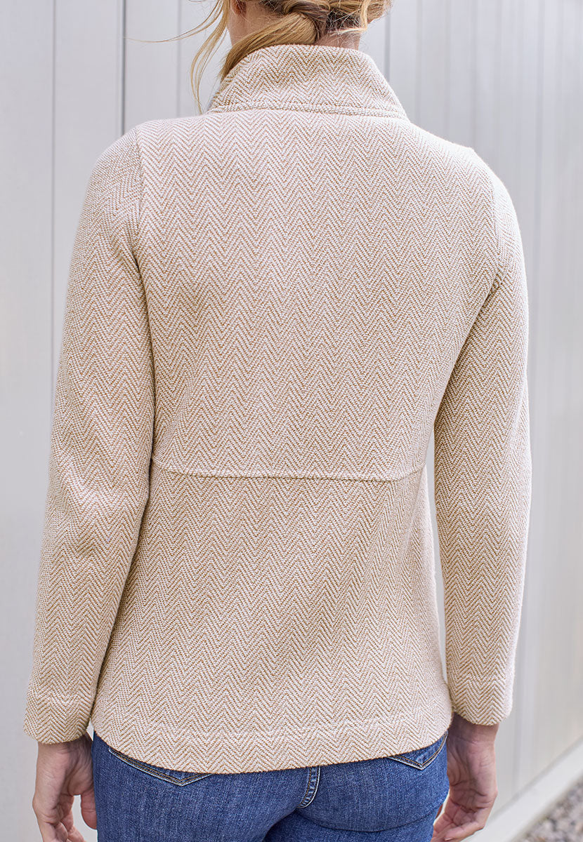 Elaria Zip Through Sweatshirt - Soft Taupe Back View
