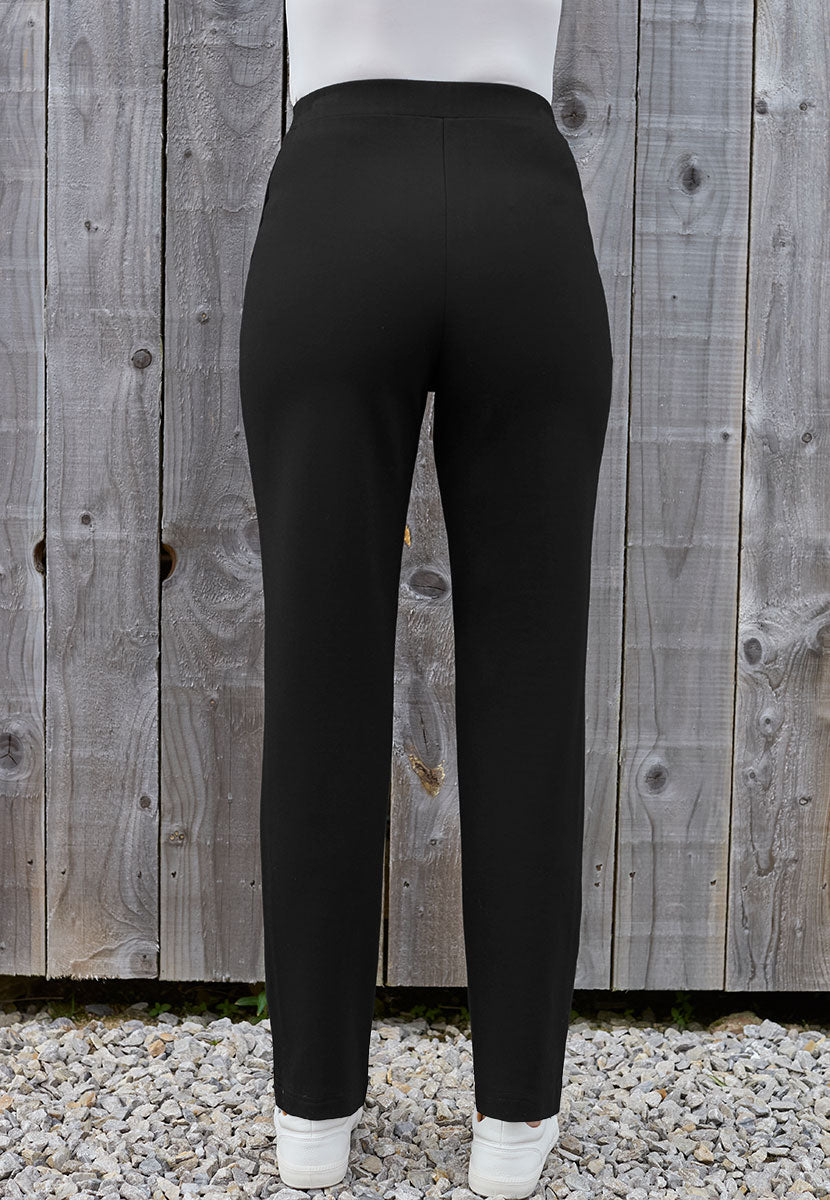 Elena Pull on Tapered Leg Trouser - Black Back View