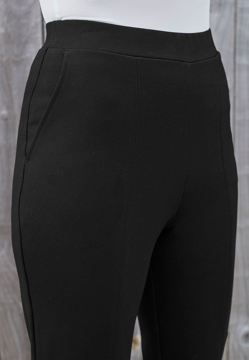 Elena Pull on Tapered Leg Trouser - Black Detail View
