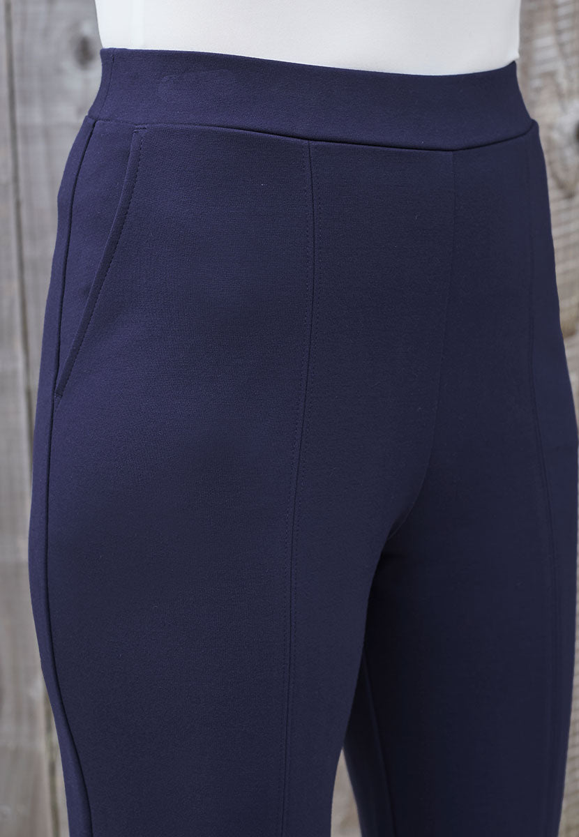 Elena Pull on Tapered Leg Trouser - Navy Detail View
