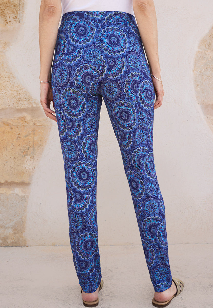 Ellen Tapered Pull On Jersey Trouser - Feretti Blue Print