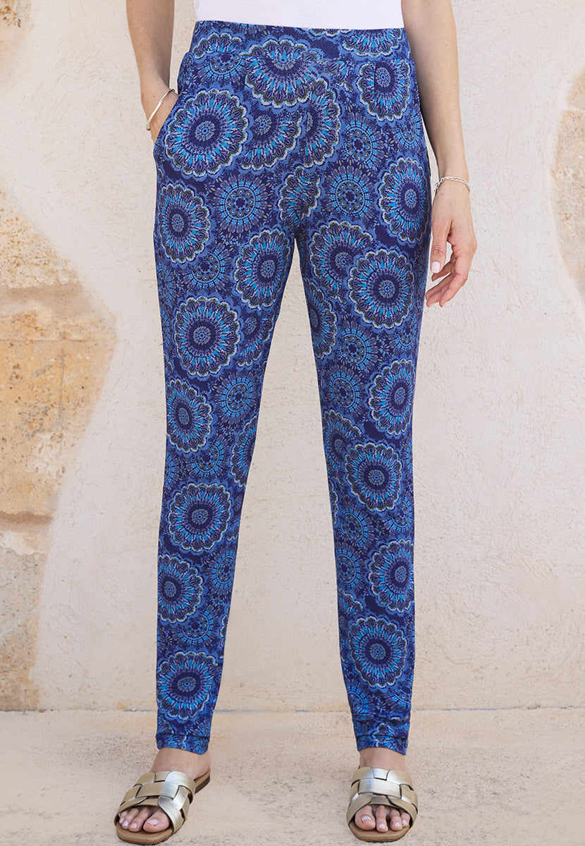 Ellen Tapered Pull On Jersey Trouser - Feretti Blue Print